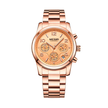Reloj Megir 2057 de Dama | Cronógrafo Funcional en Acero Inoxidable
