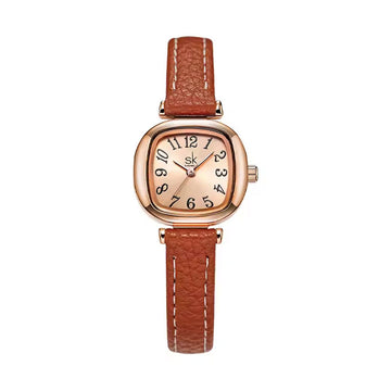Reloj Shengke 0184 Vintage para Mujer | Correa Delgada de Cuero PU