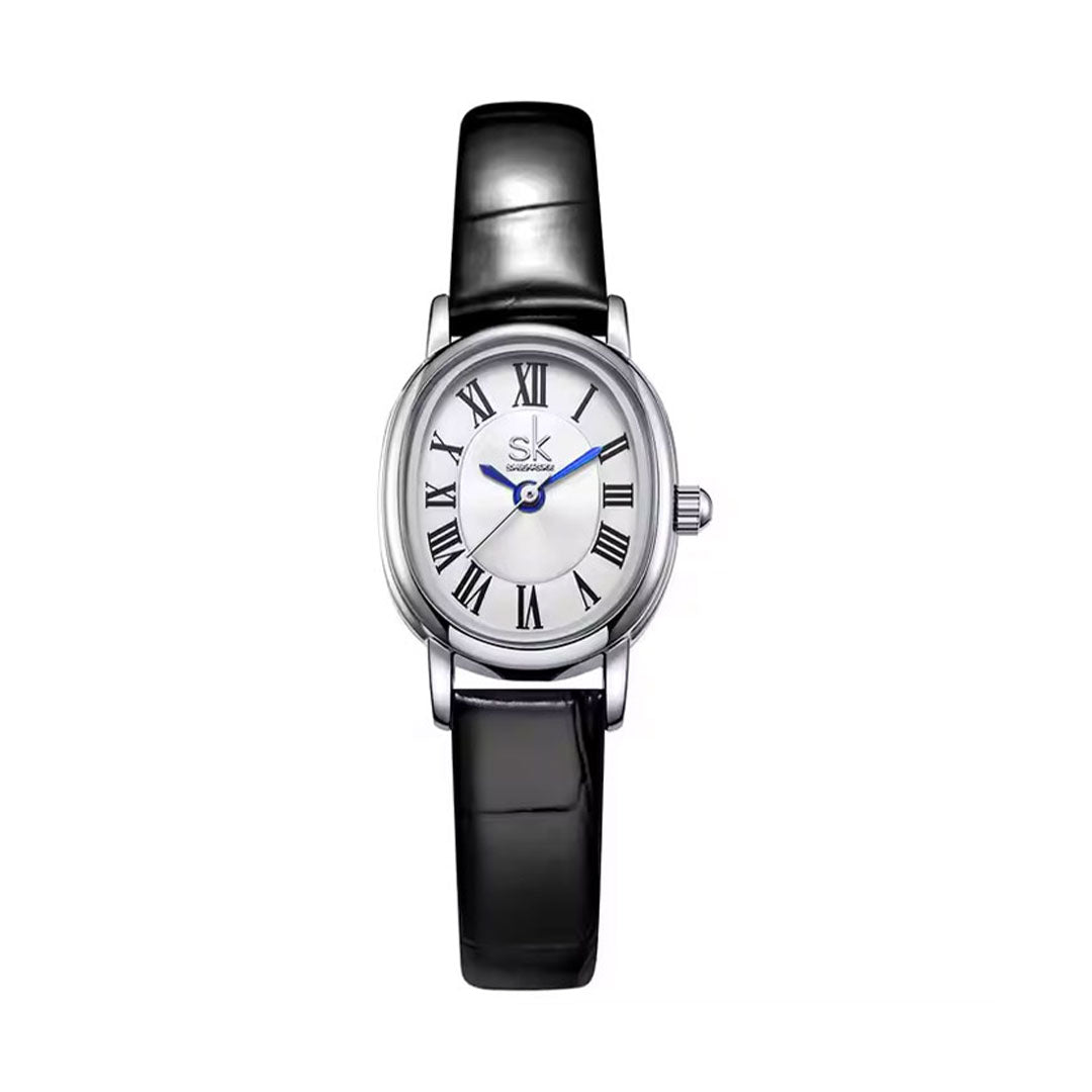 Reloj Shengke 0186L de Dama | Diseño Vintage Ovalado con Correa de Cuero Vegano