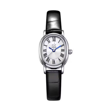 Reloj Shengke 0186L de Dama | Diseño Vintage Ovalado con Correa de Cuero Vegano