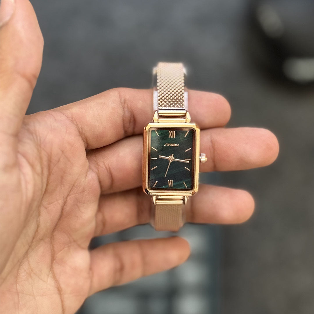 Reloj Sinobi S9855L Rectangular para Mujer | Malla Milanesa