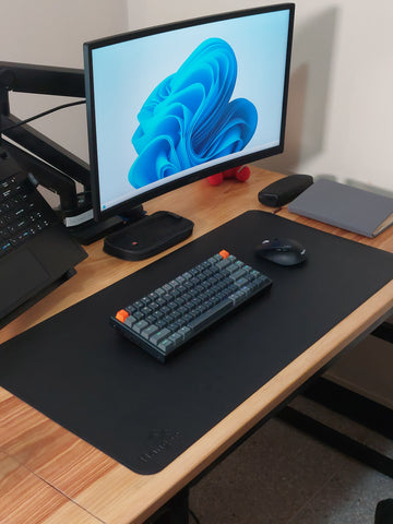 Mousepad de cuero | Protector, Mouse Pad, Desk Pad, Oficina, Antideslizante, Impermeable (80cm x 40cm, Negro y Marrón)