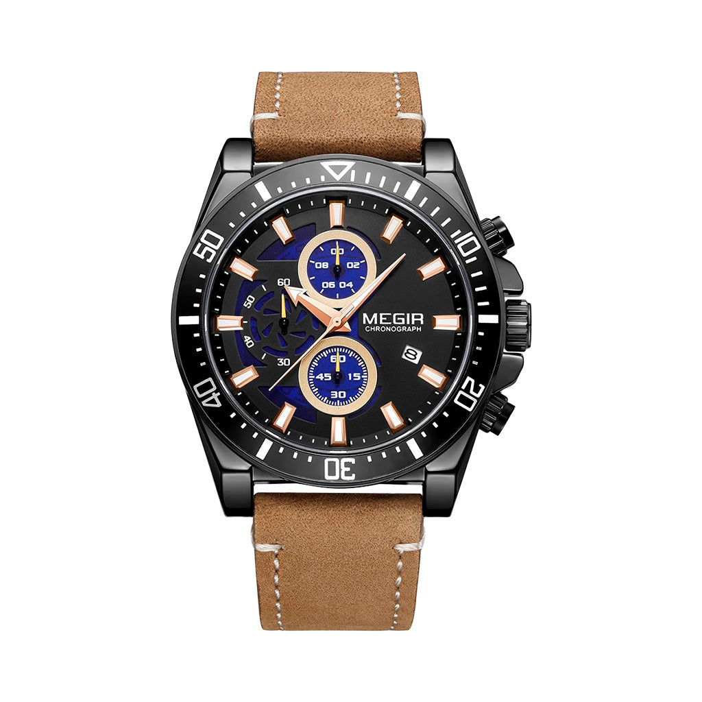Reloj Megir  2132deportivo con correa de cuero y cronógrafo | MG-2132